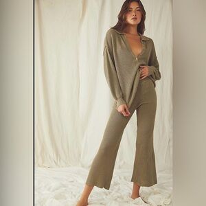 Free people matching green sweater set size large | travel set free people beach